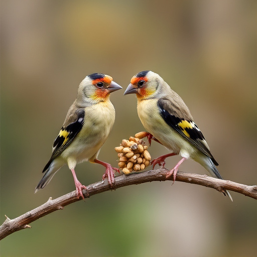 Finches eating niger seed mix