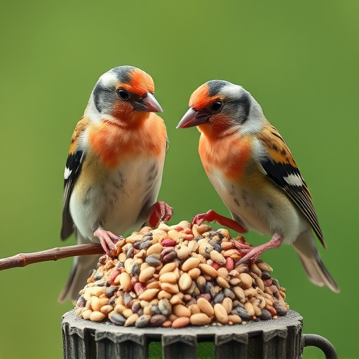 Finches eating niger seed mix