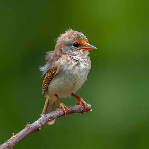 Fledgling bird perched, awaiting food