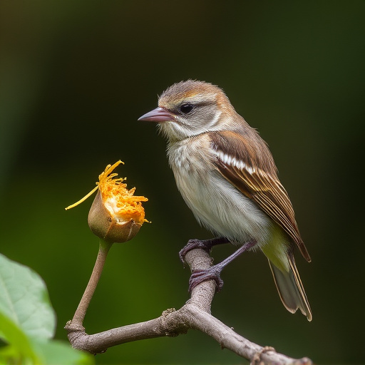 Fledgling bird perched, awaiting food