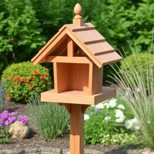 Freestanding bird table with pitched roof