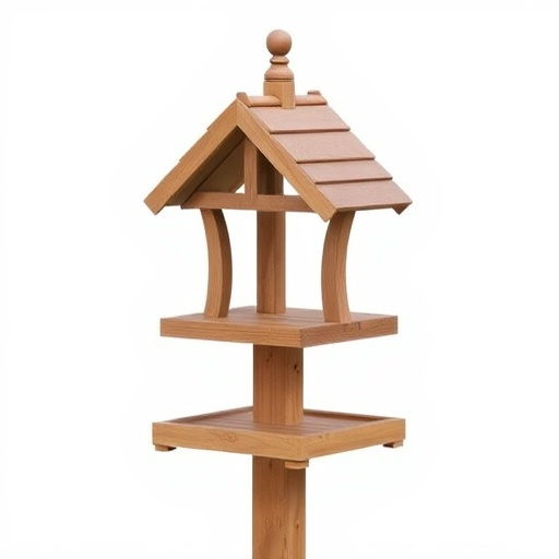 Freestanding bird table with pitched roof