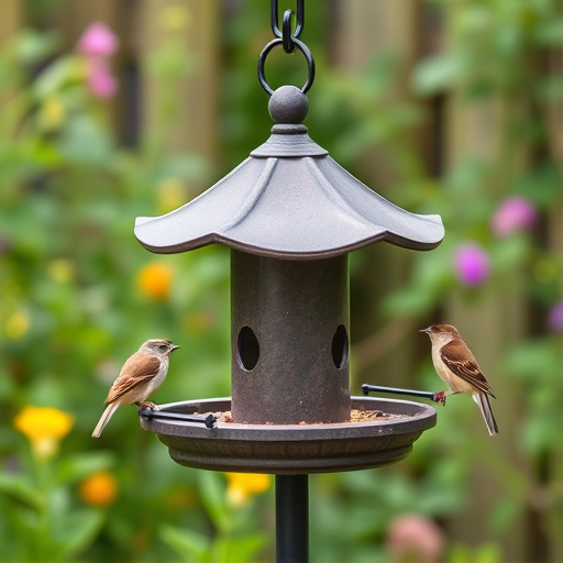 Garden bird feeding station with perches