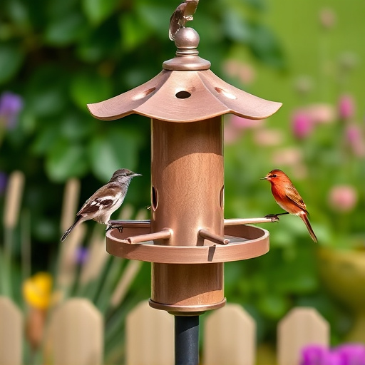 Garden bird feeding station with perches
