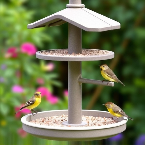 Garden bird feeding station with perches
