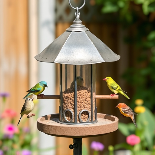 Garden bird feeding station with perches