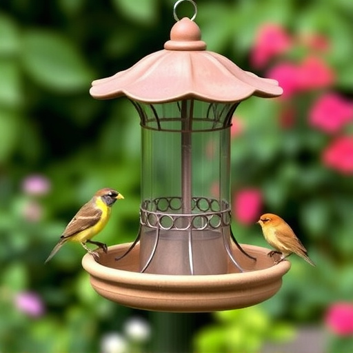 Garden bird feeding station with perches