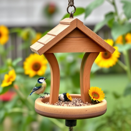 Garden bird table with sunflower seeds