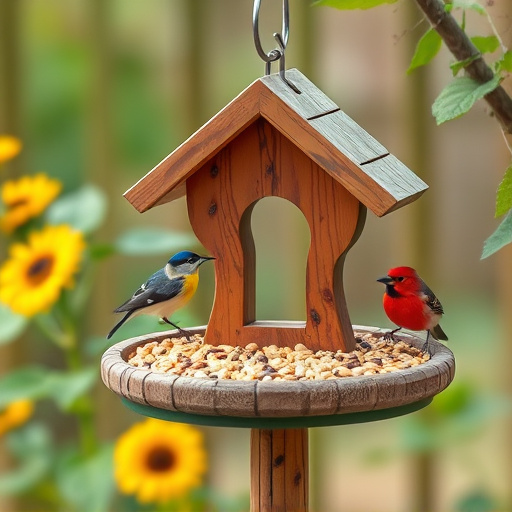 Garden bird table with sunflower seeds