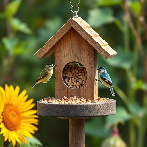 Garden bird table with sunflower seeds