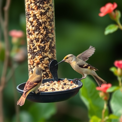 Garden birds feeding on seed mix