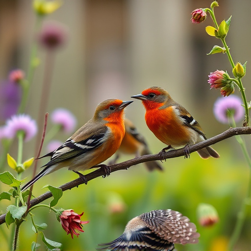 Garden birds near freshly delivered food