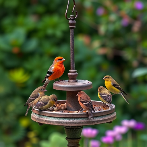 Garden birds on spacious bird table
