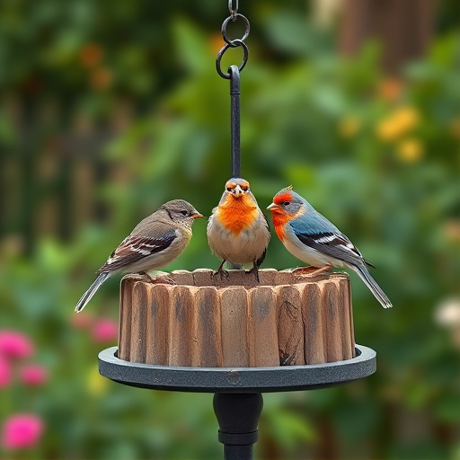 Garden birds on spacious bird table