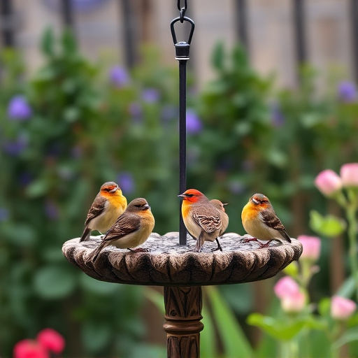 Garden birds on spacious bird table