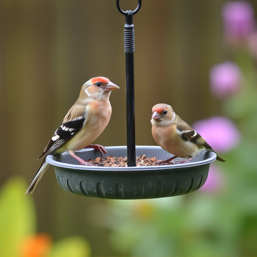 Garden birds perching on feeder tray