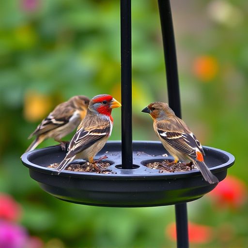 Garden birds perching on feeder tray