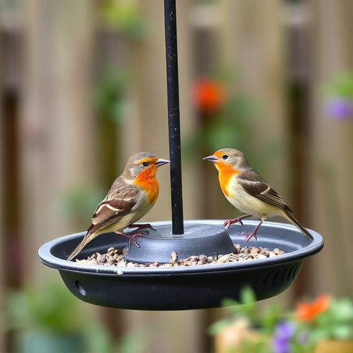 Garden birds perching on feeder tray