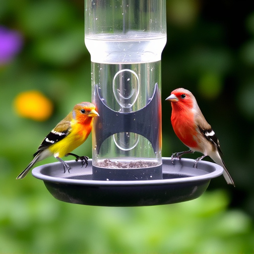 Garden birds perching on feeder tray
