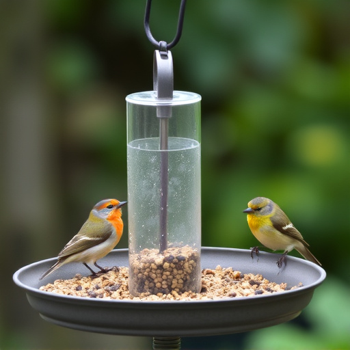 Garden birds perching on feeder tray