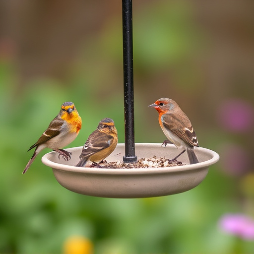 Garden birds perching on feeder tray