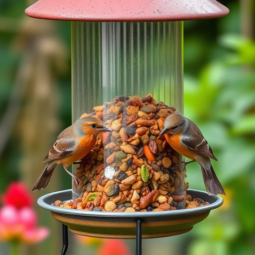 Garden feeder filled with robin-friendly mix