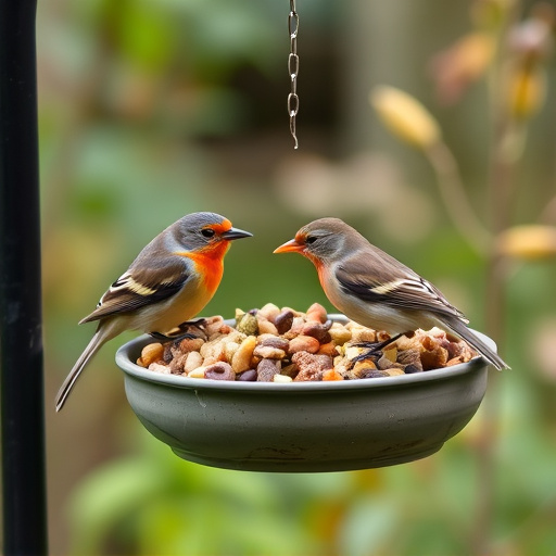 Garden feeder filled with robin-friendly mix