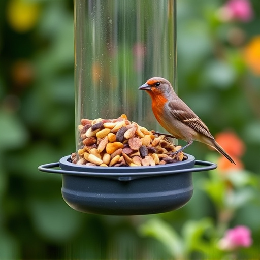 Garden feeder filled with robin-friendly mix