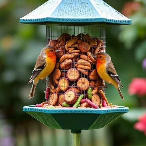 Garden feeder filled with robin-friendly mix