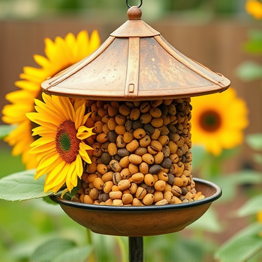 Garden feeder filled with sunflower hearts
