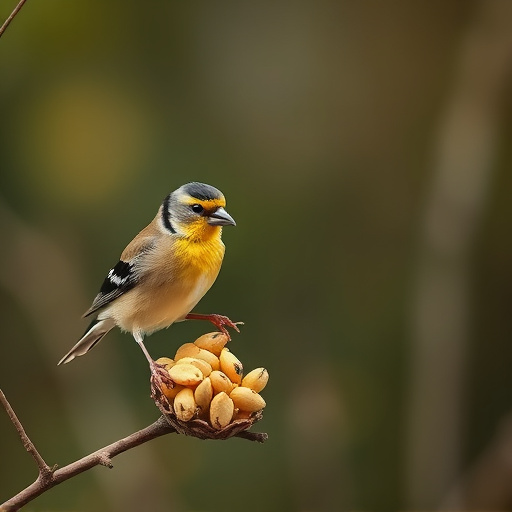 Goldfinch feeding on nyjer seeds