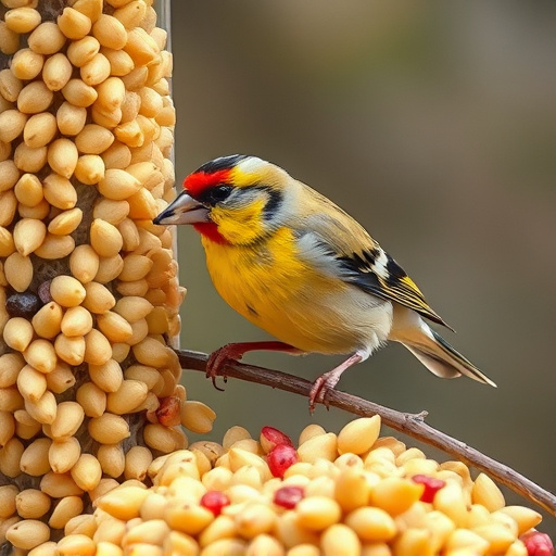 Goldfinch feeding on nyjer seeds
