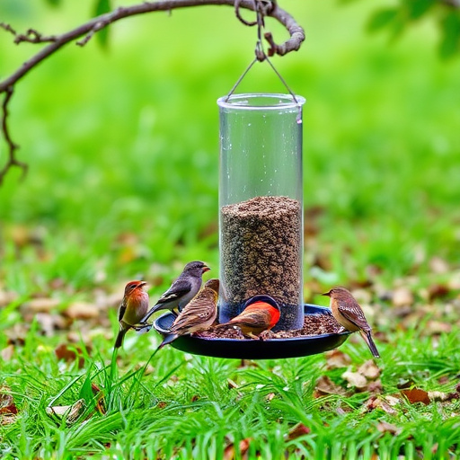 Ground feeder under tree with mixed birds
