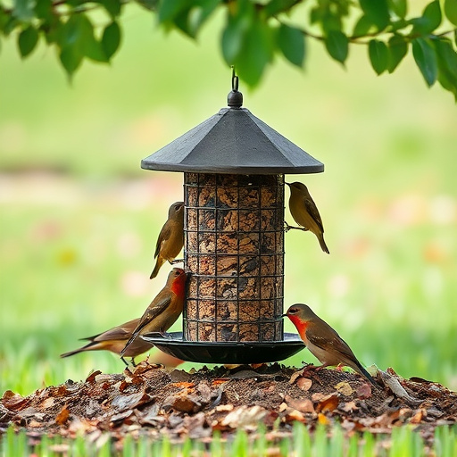 Ground feeder under tree with mixed birds