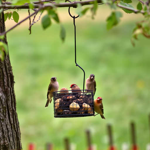 Ground feeder under tree with mixed birds