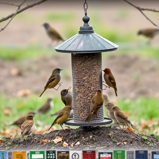 Ground feeder under tree with mixed birds