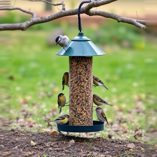 Ground feeder under tree with mixed birds
