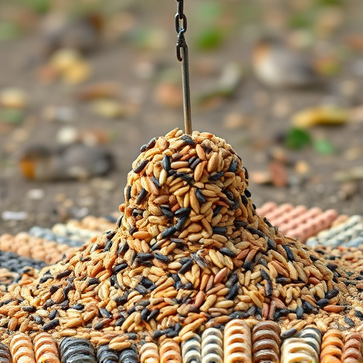 Ground feeder with mixed birdseed pile