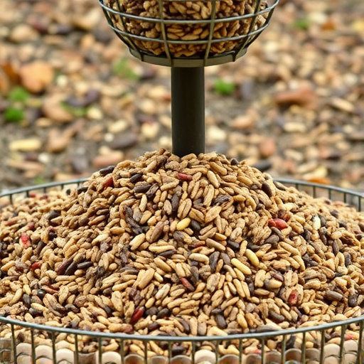 Ground feeder with mixed birdseed pile