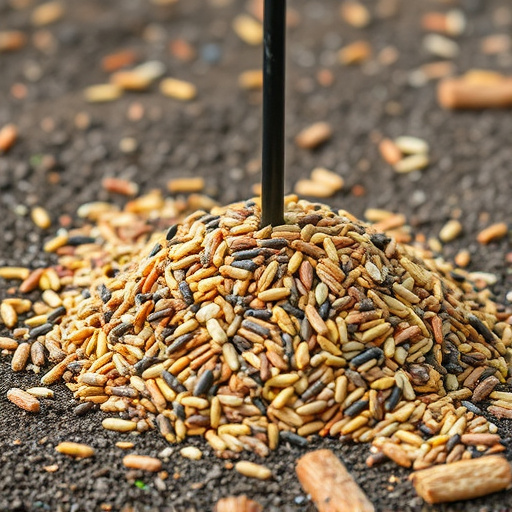 Ground feeder with mixed birdseed pile