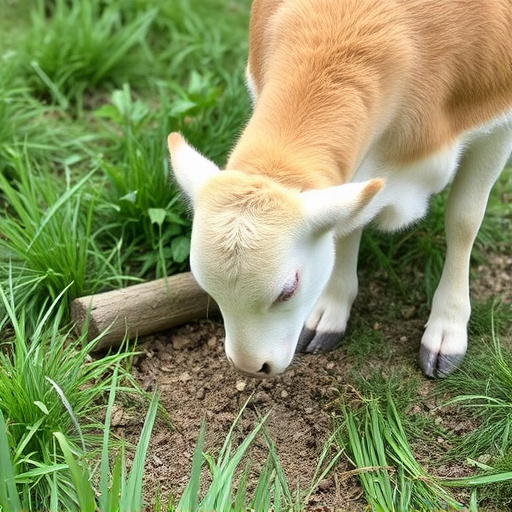 Ground-level feeder surrounded by grass
