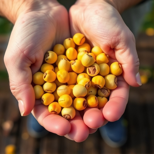 Hand holding handful of sunflower hearts