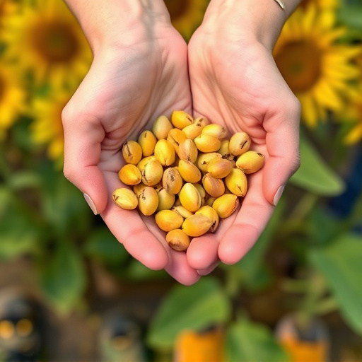 Hand holding handful of sunflower hearts