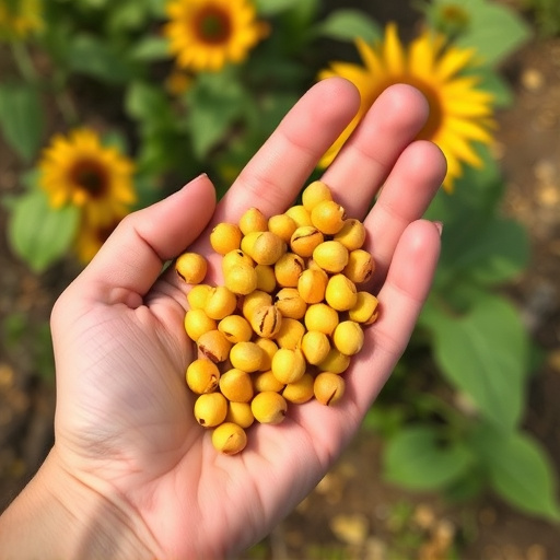 Hand holding handful of sunflower hearts
