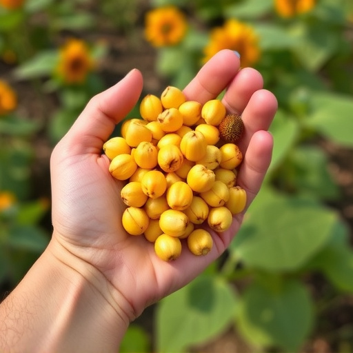 Hand holding handful of sunflower hearts