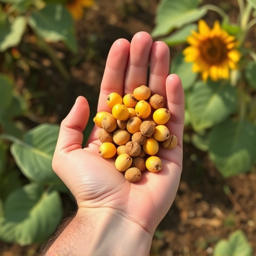 Hand holding handful of sunflower hearts