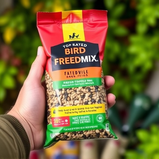Hand holding top-rated bird seed mix