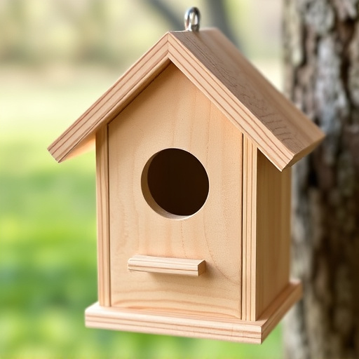 Handcrafted bird box with feeding hole