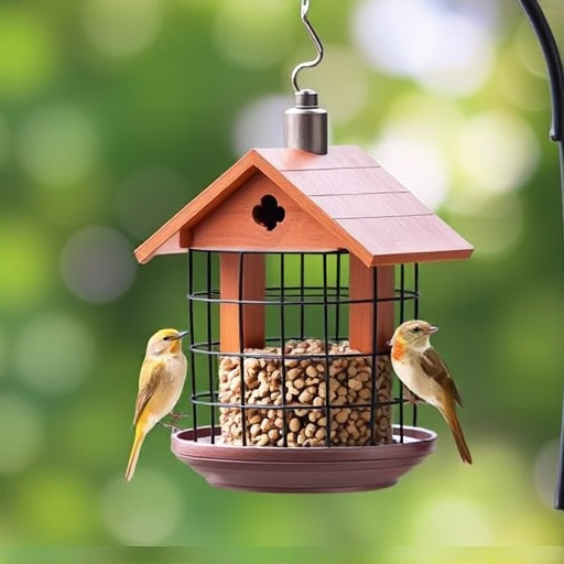Hanging bird feeder with squirrel guard