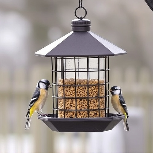 Hanging bird feeder with squirrel guard